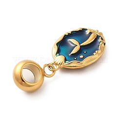 Ion Plating(IP) 304 Stainless Steel Dodger Blue Enamel European Dangle Charms&nbsp;STAS-G308-34G