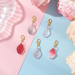 ガラスのザクロの花びらのペンダント装飾  バッグ飾り用の合金製ロブスター クロー クラスプ チャーム  ミックスカラー  32~33mm&nbsp;HJEW-JM03388