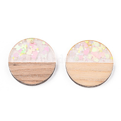 Transparent Resin & White Wood Pendants&nbsp;RESI-N039-33