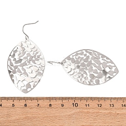 304ステンレススチールダングルイヤリング  葉  ステンレス鋼色  59.5x31.5mm&nbsp;EJEW-F393-22P
