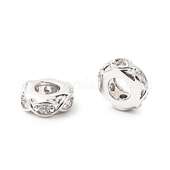 Flat Round Brass Micro Pave Clear Cubic Zirconia Spacer Beads&nbsp;KK-L237-016P