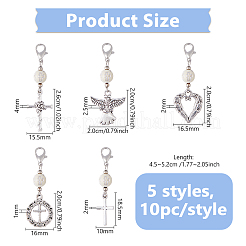 50Pcs 5 Styles Cross Acrylic & Alloy Pendant Decoration&nbsp;HJEW-DC00016
