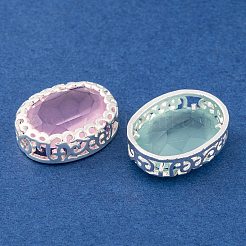 ラインストーンを楕円形に縫います  フロストK9ガラスラインストーン  マルチ連リンク  真鍮パーツ  銀  20.5x16x7mm&nbsp;GLAA-K069-04B-S