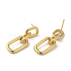 Rack Plating Brass Hollow Oval Dangle Stud Earrings for Women&nbsp;LS-EJEW-Z019-13G