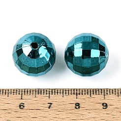 メッキアクリルビーズ  多面カット  ラウンド  ダークターコイズ  15~16mm  穴：2~2.5mm  約220個/500g&nbsp;PACR-TAC0005-04H