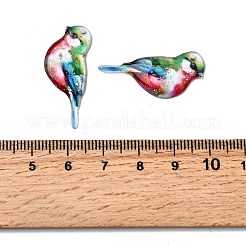 透明エポキシ樹脂ペンダント2個  鳥  金箔  レッド  30x13x2.5mm  穴：1.2mm  2個/セット&nbsp;RESI-A044-03C