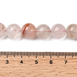 天然ヘマトイドクォーツラウンドビーズ連売り  鉄石英  10mm  穴：1mm  約36個/連  14.96インチ（38cm）&nbsp;G-N0078-10mm-06-01