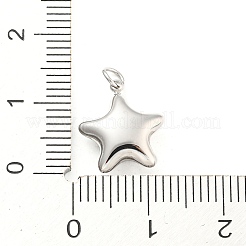 変色しない304ステンレススチールチャーム  丸カン付き  星のチャーム  ステンレス鋼色  13x11.5x4.5mm  穴：3mm&nbsp;STAS-P333-07P