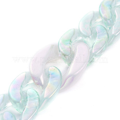 手作りアクリルカーブチェーン  ABカラー  薄緑  リンク：18.5x13.5x4ミリと16x11.5x3mm  39.37インチ（1m）/連&nbsp;AJEW-JB00657