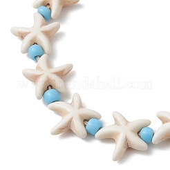 Adjustable Synthetic Turquoise Starfish Beads Braided Bead Bracelets for Women&nbsp;BJEW-JB13583