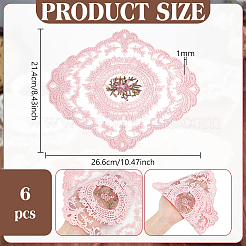 ポリエステル刺繍プレースマット  花柄とオーバル  ピンク  214x266x1mm&nbsp;AJEW-WH0314-710C