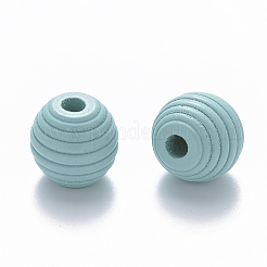 塗られた天然木の蜂の巣ヨーロッパのビーズ  大穴ビーズ  ラウンド  ライトスカイブルー  18x17mm  穴：4.5mm&nbsp;WOOD-Q040-019A-A01