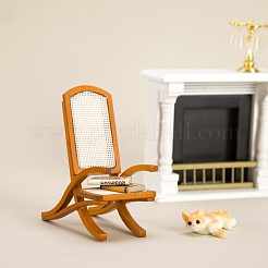 木製の籐の椅子のミニチュア装飾品  マイクロランドスケープドールハウスアクセサリー  小道具の装飾のふりをする  ペルー  40x70x80mm&nbsp;PW-WGF3AFE-01