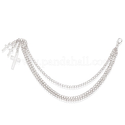 2Pcs Aloy 3-Layer Cross Charm Anklets for Women&nbsp;AJEW-SP0001-96