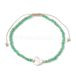 5Pcs 5 Colors Natural Shell Heart & Seed Braided Bead Bracelets Set&nbsp;BJEW-JB10039-03