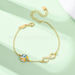 Sports Brass Micro Pave Cubic Zirconia Infinity Link Bracelets&nbsp;BJEW-D386-01B-G