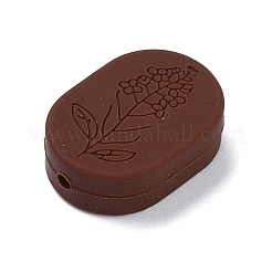 シリコンビーズ  花柄の楕円形  ココナッツブラウン  26x18x8.5mm  穴：2mm&nbsp;SIL-S005-02B