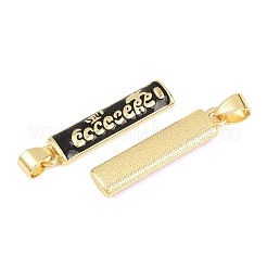 真鍮製エナメルペンダント  文字チャーム付きの長方形  18KGP本金メッキ  ミックスカラー  29x6.5x3mm  穴：6x4mm&nbsp;KK-A297-08G
