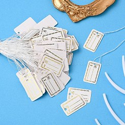 紙のアクセサリーの値札  書き込み可能な値札  四角形と単語 no & 中国元記号  ホワイト  26x15mm&nbsp;TOOL-YW0001-24