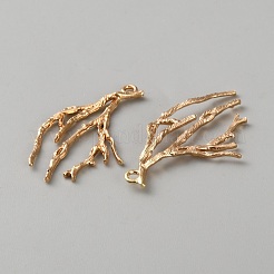 亜鉛合金チャーム  ブランチ  ゴールドカラー  40x24.5x2mm  穴：2mm&nbsp;FIND-WH0817-153G