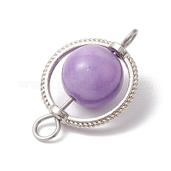 6Pcs 6 Styles Natural Carnelian & Yellow Jade & Dyed White Jade & Green Jade Round Connectror Charms&nbsp;PALLOY-JF02806