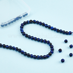 天然タイガーアイビーズ1連  染め＆加熱  ラウンド  6mm  穴：1mm  約70個/連  15.7インチ&nbsp;G-OC0002-19