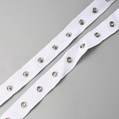 合金スナップボタンテープトリムポリエステルリボン  服のスナップテープを縫う  フラット  ホワイト  7/8インチ（21mm）&nbsp;DIY-WH0502-01B