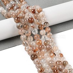 Natural Black Gold Rutilated Quartz Beads Strands&nbsp;G-H093-B02-8MM
