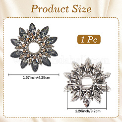 バックパックの服用の花の合金ラインストーンブローチ  ブラックダイヤモンド  42.5mm&nbsp;JEWB-WH20011-02B