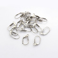 変色しにくい304ステンレススチールフレンチフックピアス金具  カン付き  ステンレス鋼色  20x10x5mm  穴：2mm  ピン：0.9mm&nbsp;LS-STAS-N036-02