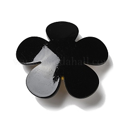 アクリル製の大きなペンダント  笑顔の花  タータン  ブラック  52x53.5x14mm  穴：2mm&nbsp;MACR-M023-02A