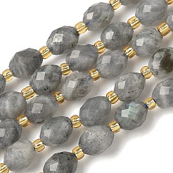 天然石ラブラドライトビーズ連売り  多面カット  ライス  シードビーズで  8x7mm  穴：0.8mm  約37個/連  15.75''（40センチメートル）&nbsp;G-F809-A47-01