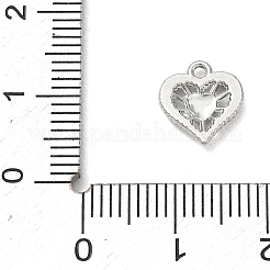 クリスタルラインストーンチャーム付き合金  ハートチャーム  プラチナ  10x9.5x2mm  穴：1.2mm&nbsp;AL-CBA7C55-01P
