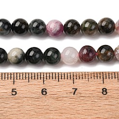 天然のマルチカラートルマリンビーズ連売り  ラウンド  6mm  穴：0.8mm  約66個/連  15.35''（39センチメートル）&nbsp;G-K402-A01-6mm