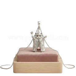 ヴィンテージ風合金製魔女猫型ペンダントネックレス（女性用）  アンティークシルバー  15.75インチ（40cm）&nbsp;WG460F3-01