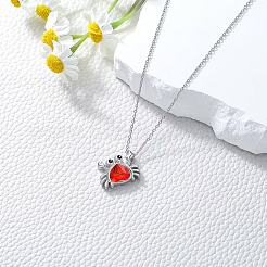 Summer Beach Alloy Rhinestone Crab Pendant Necklaces for Women&nbsp;WG730EC-01