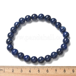 天然ラピスラズリビーズストレッチブレスレット  染め  ラウンド  2-1/8インチ〜2-3/8インチ（5.5~6cm）  ビーズ：8mm&nbsp;X-BJEW-K212-B-047