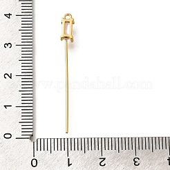 真鍮製マイクロパヴェキュービックジルコニアペンダントベイル  長方形  18KGP本金メッキ  38x4x2mm  穴：1.2mm&nbsp;KK-K294-21G