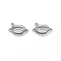 304ステンレスペンダント  リップ  ステンレス鋼色  11x17x3.5mm  穴：1.5mm&nbsp;STAS-N0014-19P
