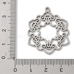 304ステンレスペンダント  花のチャーム  レーザー切断  変色防止  ステンレス鋼色  34x28x1.5mm  穴：1.9mm&nbsp;LS-STAS-V016-01P