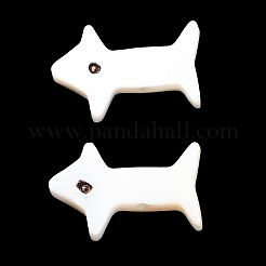天然淡水シェルビーズ  犬  ホワイト  9x13.5x4.5mm  穴：1mm&nbsp;SHEL-R129-01