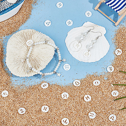 24Pcs 12 Styles 12 Constellation Natural Freshwater Shell Hollower Flat Round Charms&nbsp;SHEL-BBC0001-12