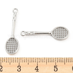 真鍮チャーム  カドミウムフリー＆ニッケルフリー＆鉛フリー  ラケットチャーム  プラチナメッキ  27.5x8x2mm  穴：1.5mm&nbsp;KK-E090-44P