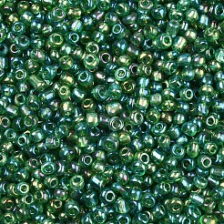 ラウンドガラスシードビーズ  透明色の虹  ラウンド  濃い緑  8/0  3mm  穴：1mm  約10000個/ポンド&nbsp;SEED-A007-3mm-167