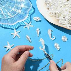 250g 海洋テーマ ABS プラスチック模造真珠ビーズ  混合図形  乳白色  16~36x10.5~30.5x4~10.5mm  穴：1.2~1.6mm  約260個/セット&nbsp;OACR-CJ0002-35