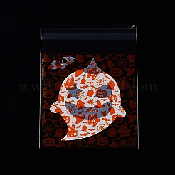 ハロウィンテーマのプラスチック耐熱皿バッグ  粘着式  チョコレート用  キャンディ  クッキー  正方形  ゴースト  130x100mm  内径：100x100mm  2スタイル  50個/スタイル  100個/袋&nbsp;ABAG-F007-02B