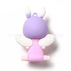 天使の形の pvc ペンダント  ライラック  62.5x43.5x21.5mm  穴：3mm&nbsp;KY-E012-01B