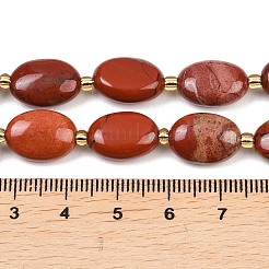 天然石レッドジャスパービーズ連売り  フラットオーバル  シードビーズで  14x10x6mm  穴：0.8mm  約24個/連  15.16''（38.5センチメートル）&nbsp;G-H005-A18-02