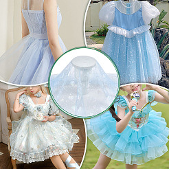 Heart Pattern Polyester Mesh Fabric&nbsp;DIY-WH0591-146B
