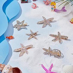 6Pcs 6 Styles Starfish Rhinestone Alligator Hair Clips&nbsp;PHAR-PH0001-18